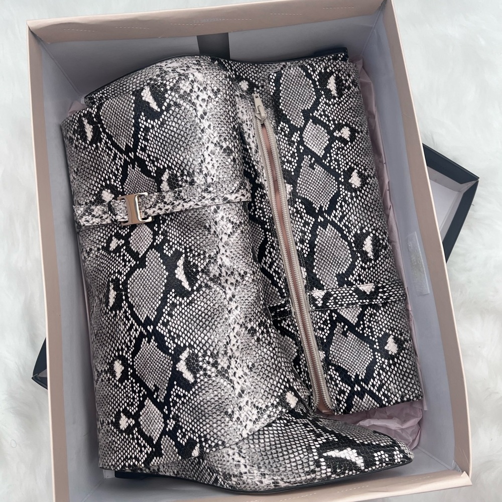 BCBGeneration Monochrome Snakeskin bootie